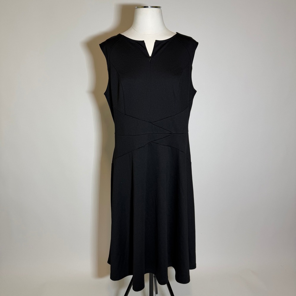 NWT Vfshow Black Sleeveless Front Zipper Detail Midi Dress XXL Modest Career